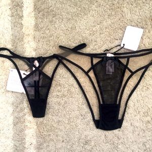 Agent provocateur  cherise black panty and thong size 2 with tags never worn.